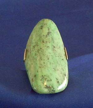 GREEN SEMI - PRECIOUS STONE - SET IN SILVER - RING