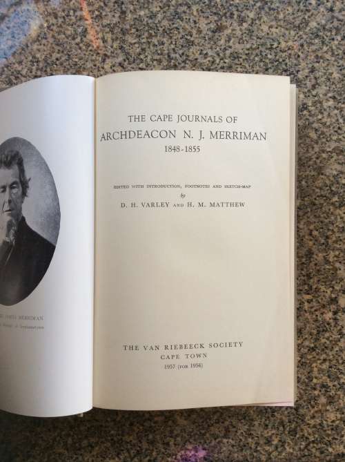 The Cape Journals of Archdeacon N. J. Merriman 1848-1855  Varley, D. H., and H. M. Matthew (editors