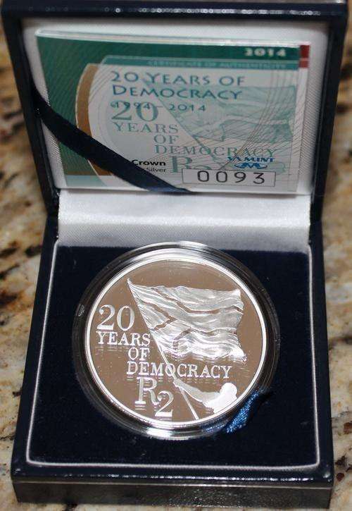 6 x Brand New - 2014 20 Years of Democracy Proof Sterling Silver R2 Crown wth COA