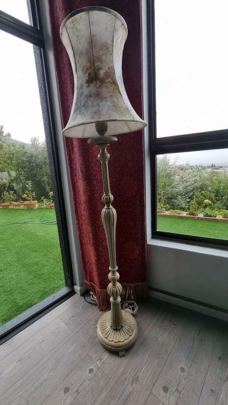 Vintage floor lamp with new Hertex fabric handmade  lampshade