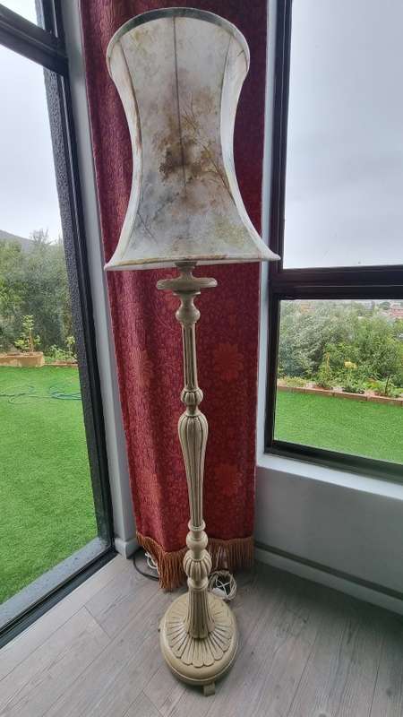 Vintage floor lamp with new Hertex fabric handmade  lampshade