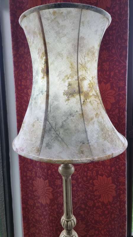 Vintage floor lamp with new Hertex fabric handmade  lampshade