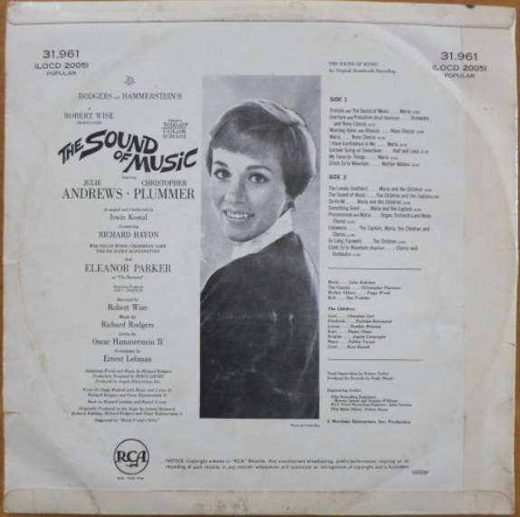 Rodgers and Hammerstein - The Sound of Music LP (An Original Soundtrack Recording)