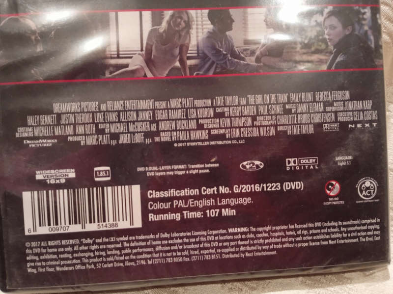 The Girl On The Train 2016 (DVD) Brand New Sealed