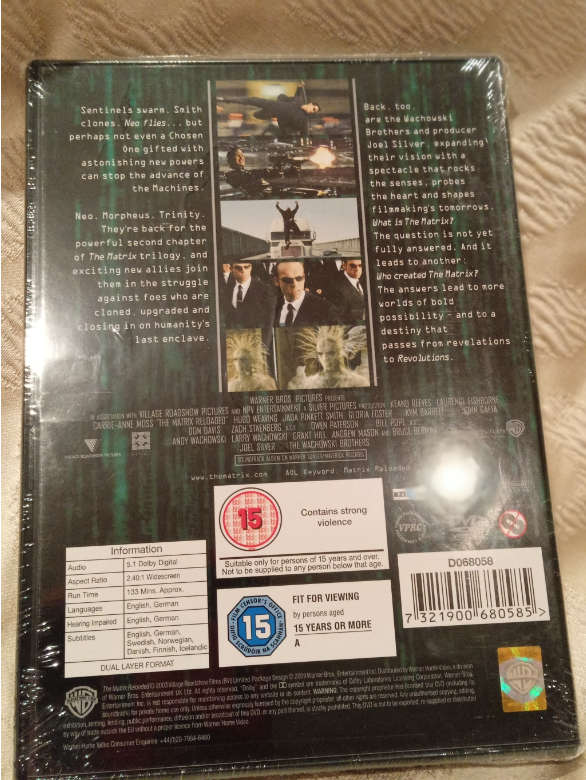 The Matrix: Reloaded 2003 (DVD) Brand New Sealed