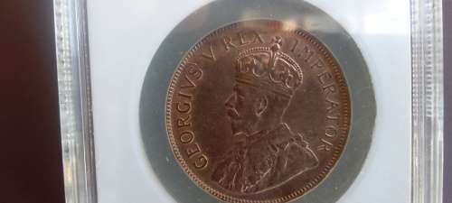 1934 SA Union penny AU 58 RB