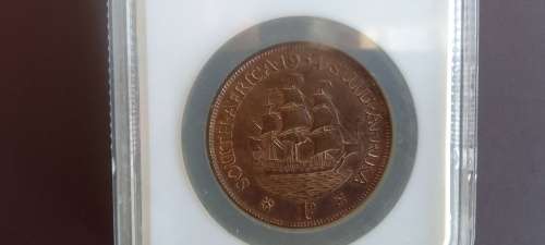 1934 SA Union penny AU 58 RB