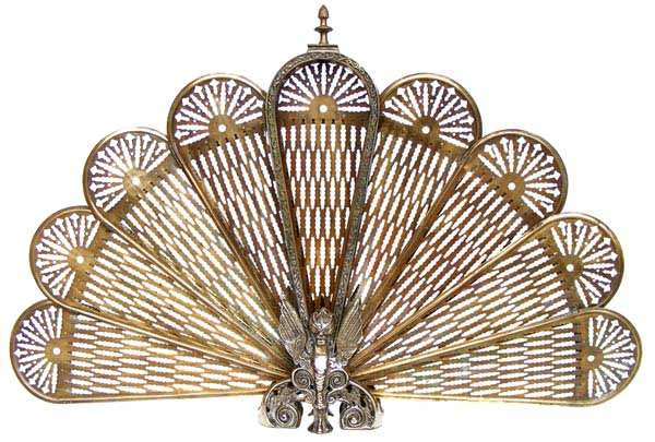 Antique Looking Winged Gargoyle Solid Brass Folding Fireplace Screen - Victorian Gothic Mythical
