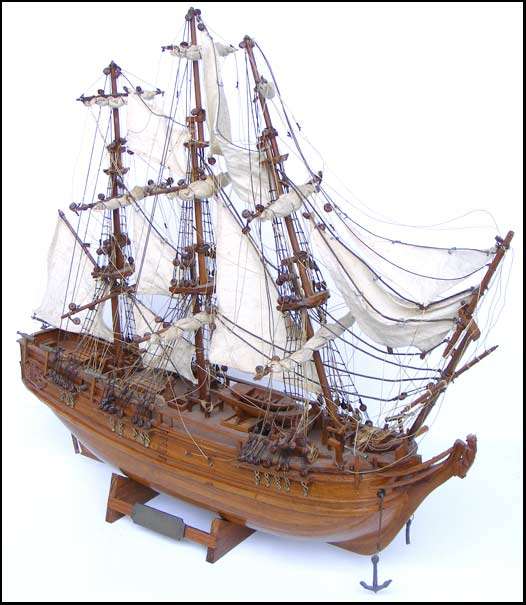 Vintage Hand built Wooden Model Ship Bounty - Maquettes P. Bauwens - Mauritius (some repairs needed)