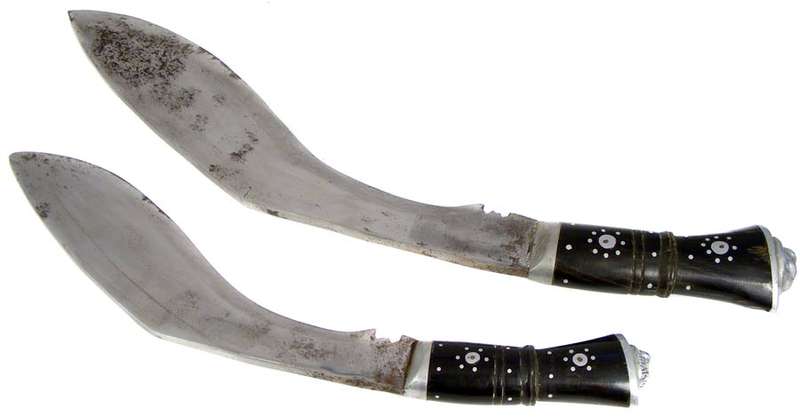 Pair of Possibly Antique Hand Made Nepalese Kukri Khukri Khukuri Daggers/Knives
