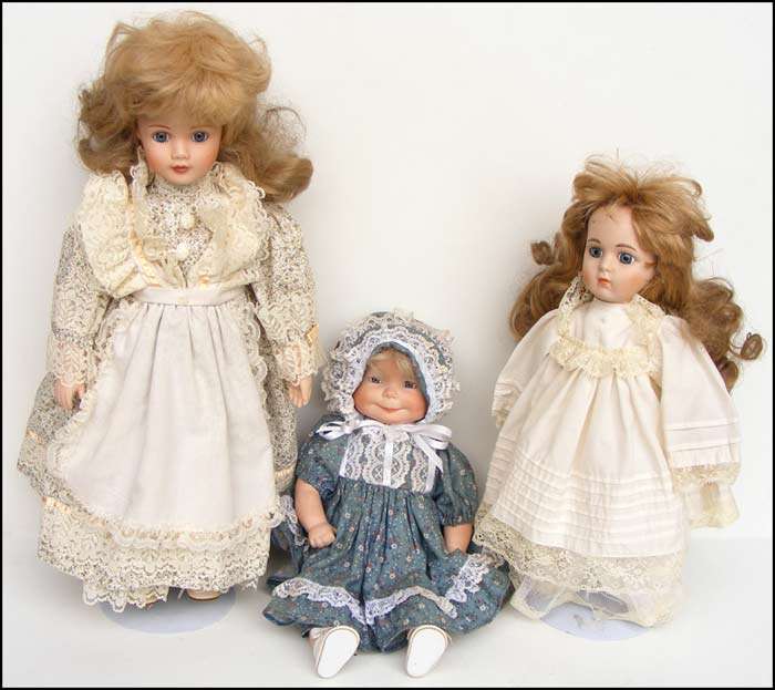 Beautiful Lot of 3 Vintage Collectible Porcelain Dolls
