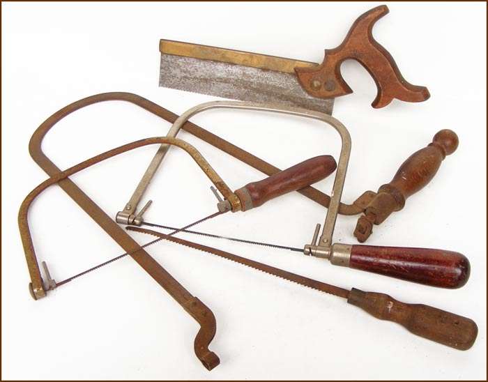 Vintage Lot of 5 Saws - Piercing, Coping, Fret and brass-backed back saw