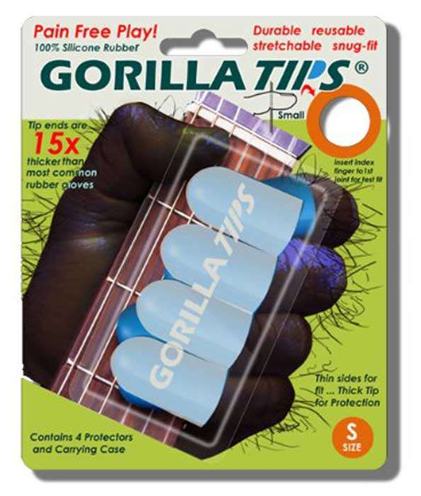 Sore Fingers? GORILLA TIPS - Ultimate Finger Protector For Guitar Players Of All Levels! Small only