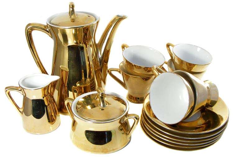BEAUTIFUL Vintage Balboa Handmade 22CT Gold Porcelain Coffee/Tea Set
