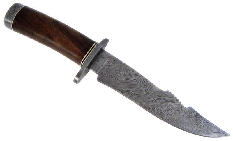Custom Damascus Folded Steel Blade Hunting Knife - Hand Forged - Rosewood Handle
