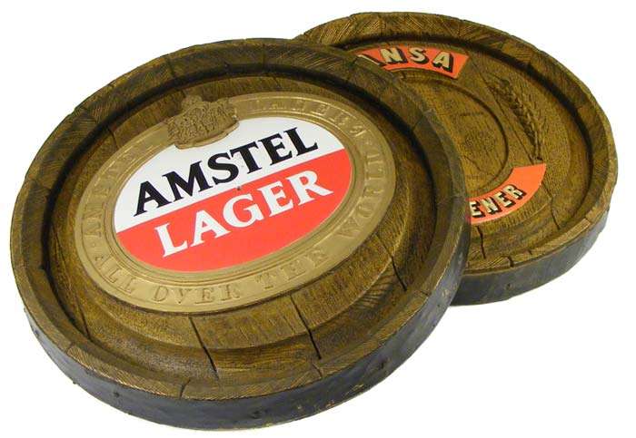 Two Beer Advertising Signs For Your Bar Display - Amstel - Hansa