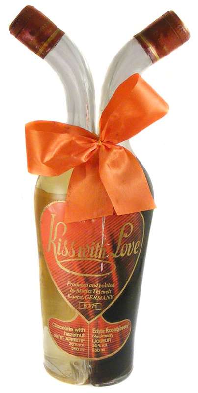 Impossible to find! Kiss With Love German Two part Liqueur - Chocolate with hazelnut and Blackberry!