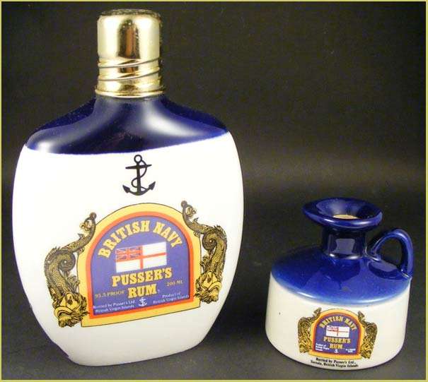 Collectable British Navy Issue 95.5% Proof Pusser's Rum - Ceramic 200ml + 50ml mini bottles