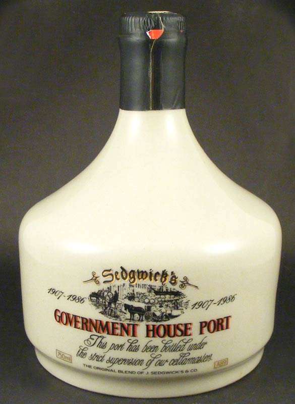 Collectable 1986 Sedgewick's Government House Port in Collector's Porcelain Bottle
