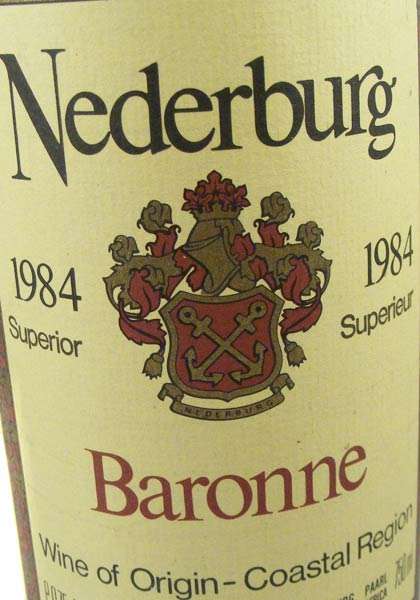 1984 Vintage NEDERBURG Baronne - only 1 Available - 29 year old dry red wine from private collection
