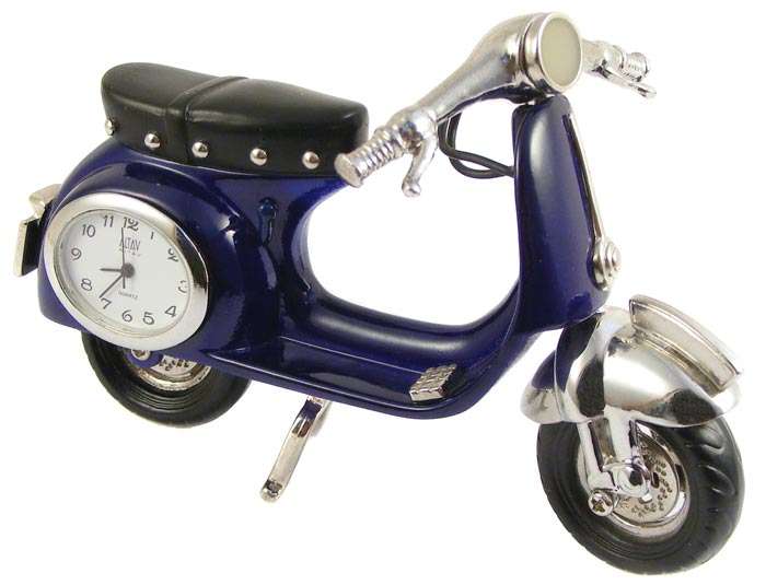 Collectable Altav Miniature Desk Clock - Blue Vespa Scooter