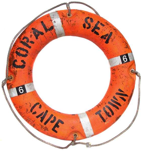 Vintage Genuine Life Buoy from the Coral Sea - Cape Town - Nautical collectable/decor item!