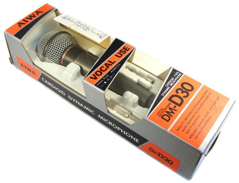AIWA DM-D30 Cardioid Type Dynamic Vocal Microphone- New old stock Unused in box