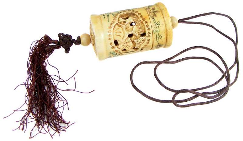 Collectable Japanese Carved Ox Bone Inro - Traditionally hung from kimono to store personal items