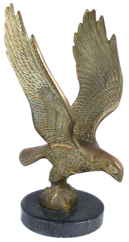 Beautiful Solid Brass Eagle On Granite Base - Vintage Collectable