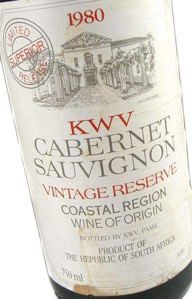 1980 Vintage KWV Cabernet Sauvignon Dry Red Wine - Limited release collectable