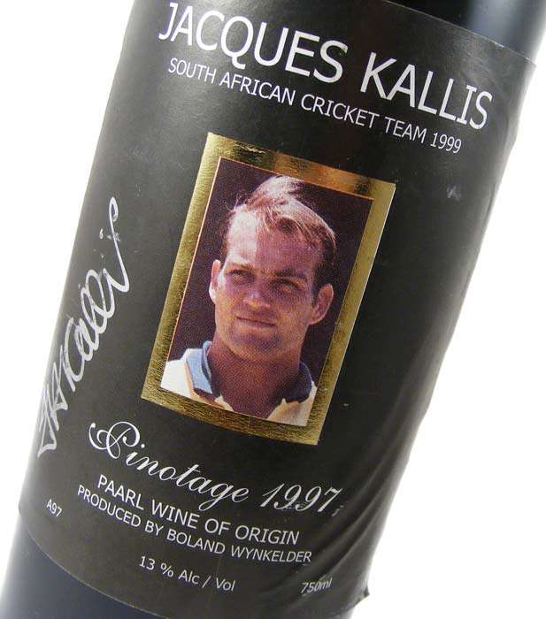 Jacques Kallis - 1999 SA Cricket Team Special release 1997 Pinotage - Collectable dry red wine
