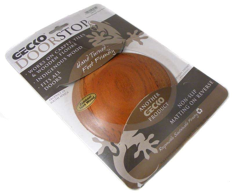 Lot Of 6 Gecko Doorstops - Hand Turned Zambezi Teak - For all floors, all doors - Non slip