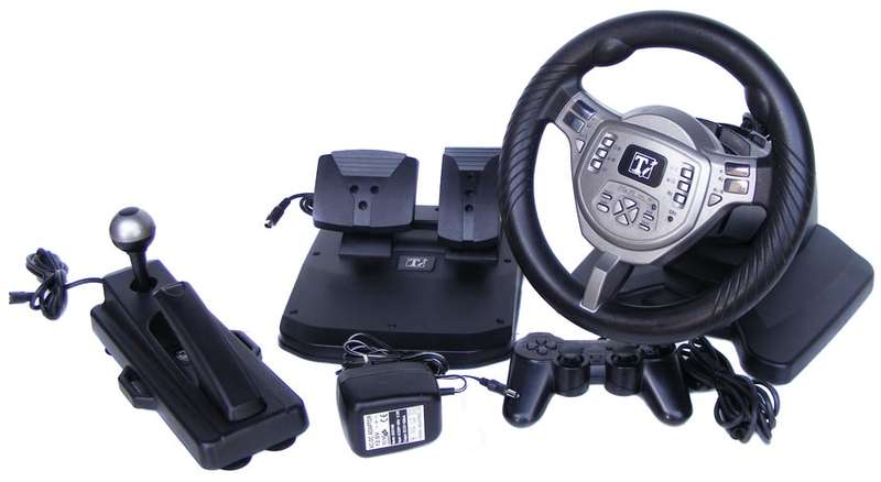 PS Compressor Force Feedback Racing Wheel, Pedals and Gearshift + Controller Set - PSX2/PS1/PSX