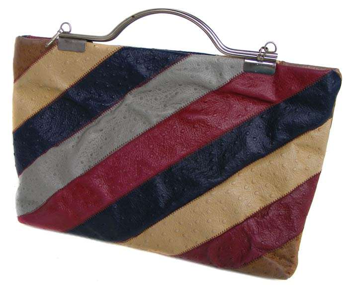 Vintage Multi Colour Ostrich Leather hand Bag - Very Good Condition in and out!
