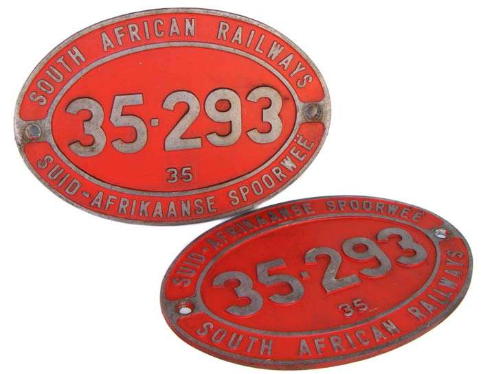 Pair of Matching! SAR/SAS Train Diesel Engine/Locomotive Bilingual Number Plates Series 35 no. 293