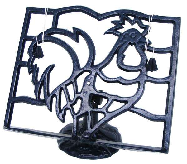 Vintage Cast Iron Book Stand with Rooster Design - Cool for the kitchen (recipe book)