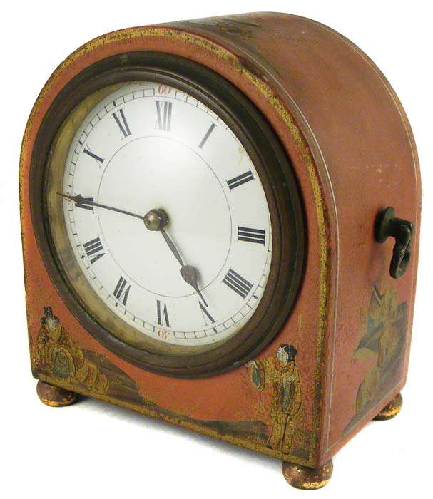 Unusual Small Antique Chinese Themed French Mantle Clock - Hand painted and working