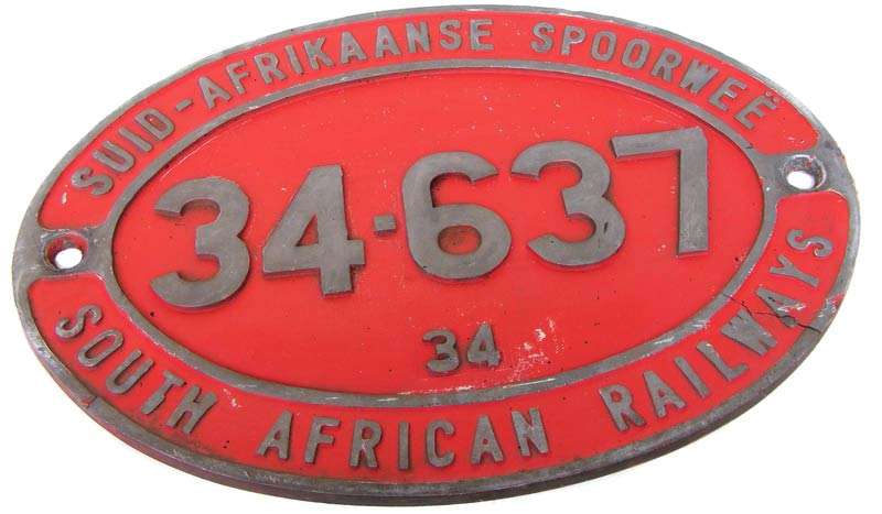 SAR/SAS Train Diesel Engine/Locomotive Number Plate Series 34-600 of 1974