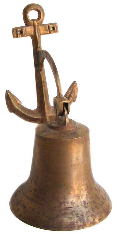 Vintage Solid Cast Brass Bell with anchor mount