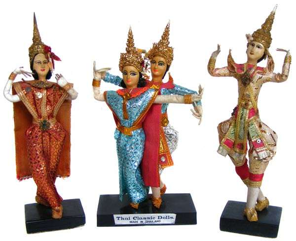 Lot 4 Vintage classic handmade Thailand dolls in good condition - great collector's pieces!
