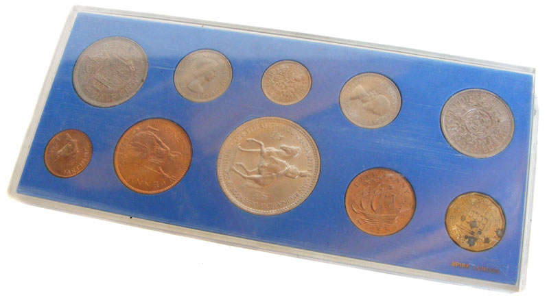 1953 Queen Elizabeth II Coronation 10 Coin Set in Case incl. Scottish shilling