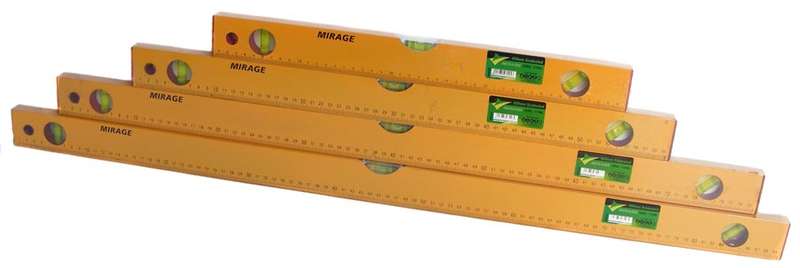 Lot of 4 Mirage 3 vial sprit levels - 450, 600, 800 and 900mm - all new and wrapped