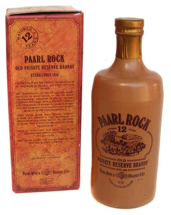 Paarl Rock 12 year old private reserve brandy in stoneware bottle - bottled approx 1991