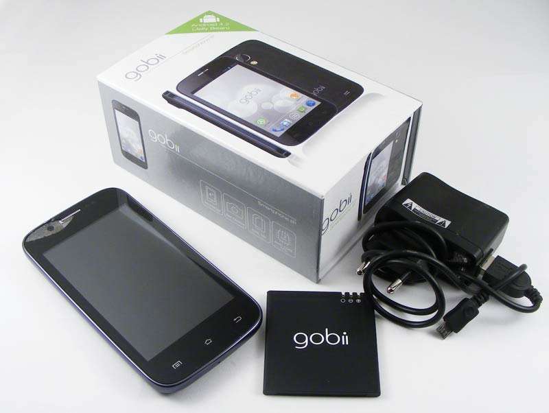 Gobii smartphone with broken screen - in original box with all acc. incl. 2 batteries-dual sim