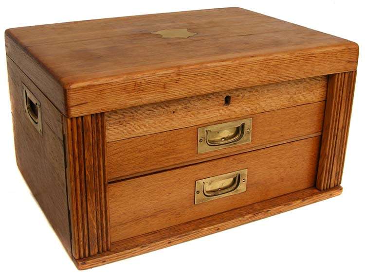Antique English Oak cutlery cabinet with brass fittings - early 1900's