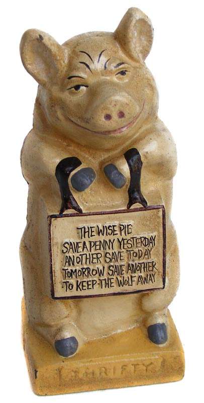 Vintage/Antique cast iron pig Thrifty piggy bank - 1920's-30's - immaculate