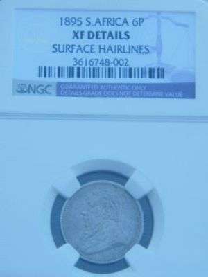 Brilliant 1895 ZAR 6 Pence Graded by NGC - Definite Regrade Possible!!!