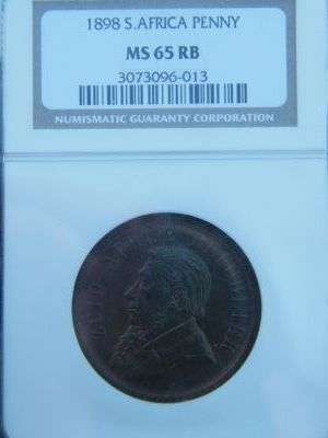 1898 ZAR Penny Graded MS65RB by NGC - Amazing and top of the pops!!!