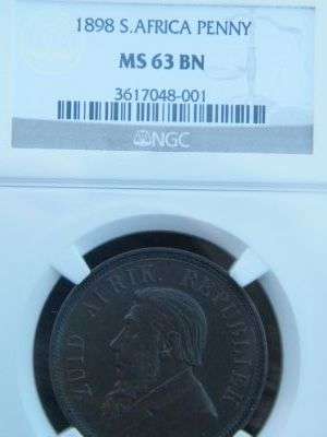 1898 MS63BN ZAR Penny Graded by NGC - Top graded, scarce!!!