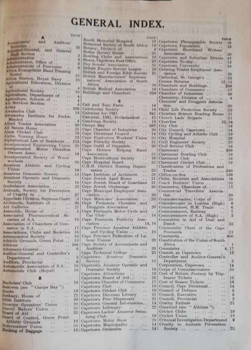 Donaldsons Cape Peninsula Directory (1931)